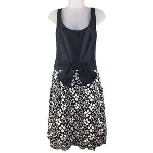 Milly New York Women’s Size 12 Fit & Flare Dress Black & White Cut Out Floral